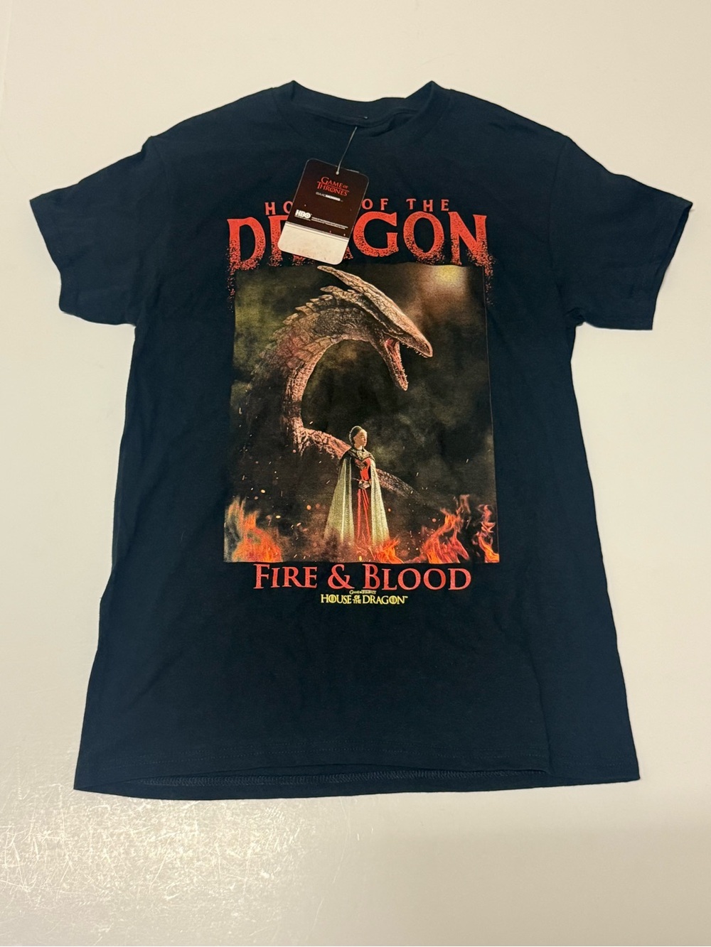 NEW Game Of Thrones House Of The Dragon Fire & Blood Black T-Shirt Adult Small